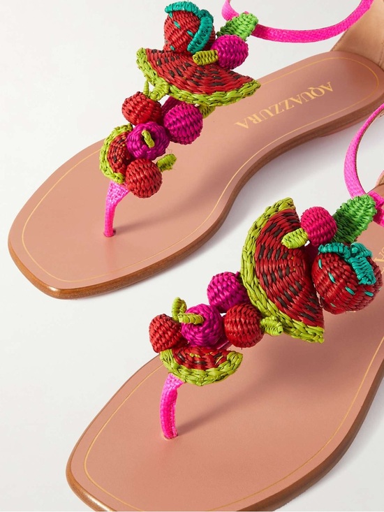 Aquazzura Shoes - New Aquazzura Strawberry Punch raffia thong sandals 37 $875